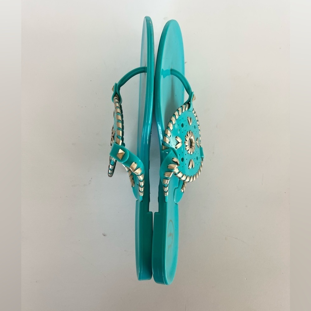 Jack Rogers Georgica Metallic Jelly Flip Flop Sandals, Caribbean Blue, size 9 - Picture 5 of 11